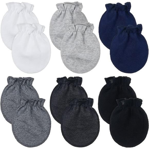 6 Pairs Newborn Baby Mittens No Scratch Infant Gloves Mitten for Baby 0-6 Months - Picture 1 of 7